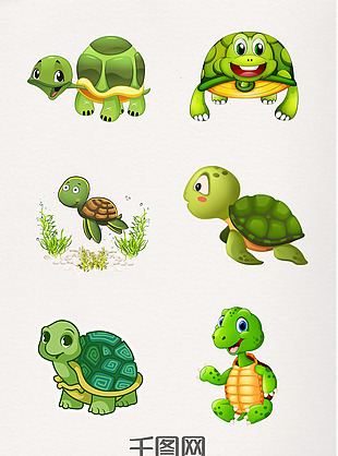 可爱卡通绿甲乌龟