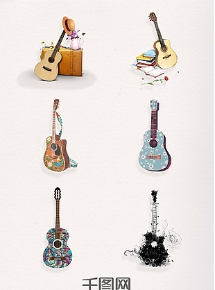 创意艺术吉他元素图案