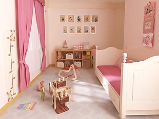 粉红色温馨儿童房装饰效果图