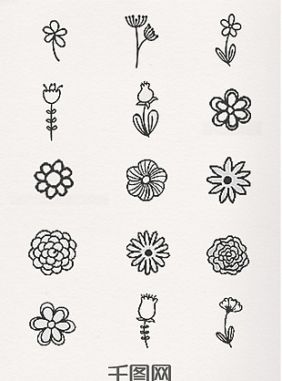 植物花朵线条简约画元素