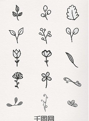 黑白植物花朵线条简约画
