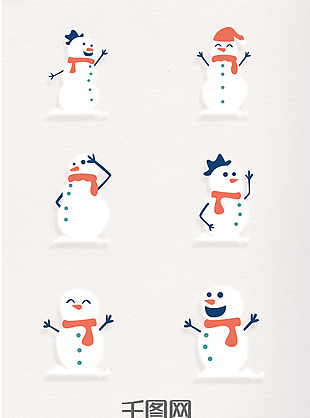 简约卡通可爱雪人元素图标