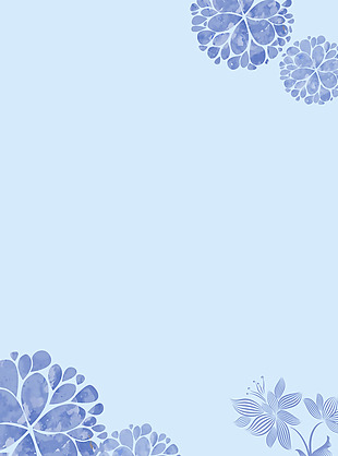 蓝色花朵扁平背景