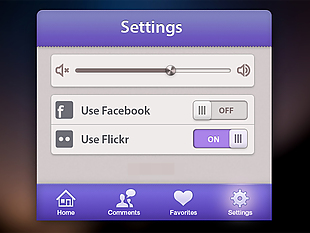 苹果系统应用程序紫色设置界面PSD素材