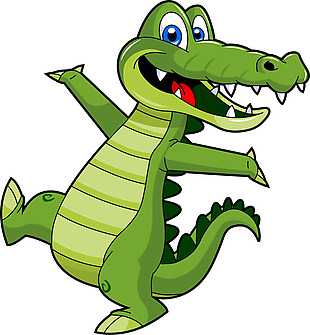 卡通绿色鳄鱼免抠png透明素材