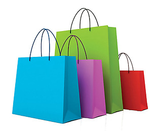 四种颜色规格购物袋免抠png透明素材