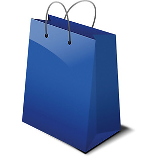 蓝色立体购物袋免抠png透明素材