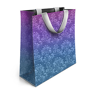 蓝紫渐变购物袋免抠png透明素材