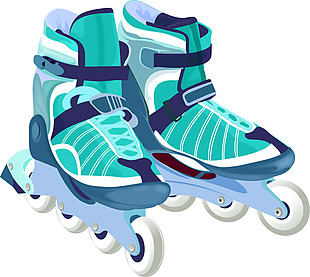 手绘蓝色漂亮溜冰鞋免抠png透明素材