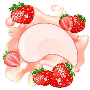 手绘新鲜草莓水果元素