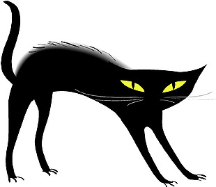 手绘绿眼睛黑猫免抠png透明素材