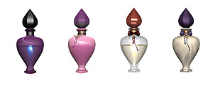 四瓶漂亮香水免抠png透明素材