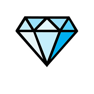 手绘蓝色钻石免抠png透明素材