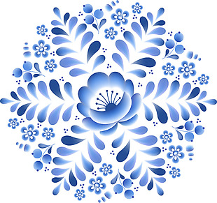 蓝色艺术花朵图案
