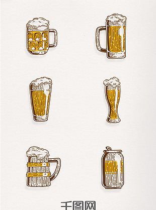 精致复古风格啤酒图标