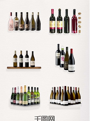 一排各类红酒元素图案