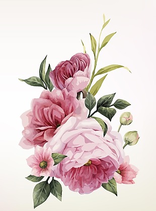 时尚艺术水彩绘花朵插画