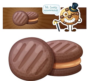 美味的巧克力夹心饼干插画