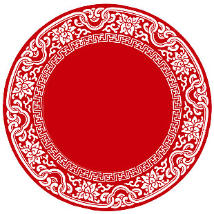 简约红色圆形剪纸图案