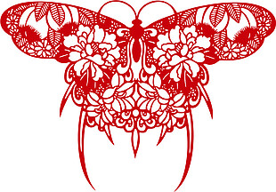 精美红色蝴蝶图案剪纸