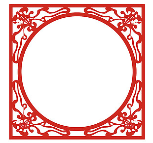 古典红色圆形边框图案