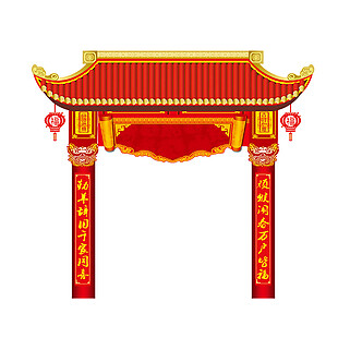 中国风传传统喜庆门庭对联图案
