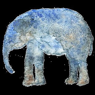 手绘蓝色大象透明装饰图案