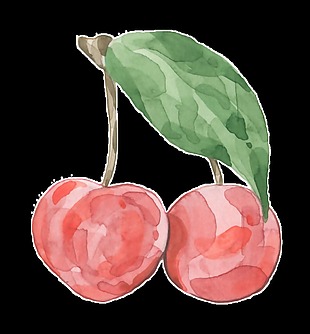 手绘立体樱桃透明装饰图案