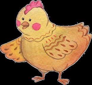 手绘卡通版小鸡透明装饰图案