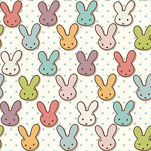 彩色兔子清新壁纸图案装饰设计