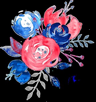 厚重彩绘花束花朵装饰图案