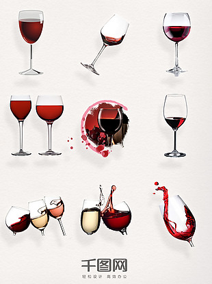 一杯红酒实物元素图案