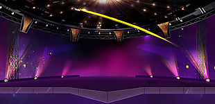 紫色灯光舞台banner背景素材