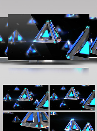 蓝色立体三角形视频素材