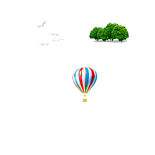飞鸟气球绿树png元素素材