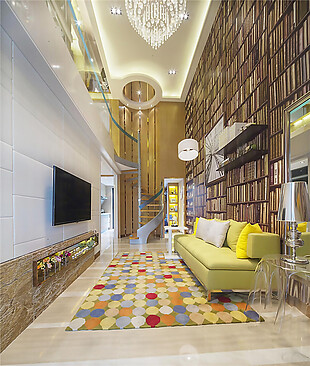 花纹地毯客厅华丽大厅沙发效果图