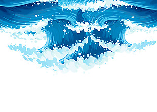 手绘蓝色海浪元素