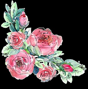 甜美花卉透明装饰素材