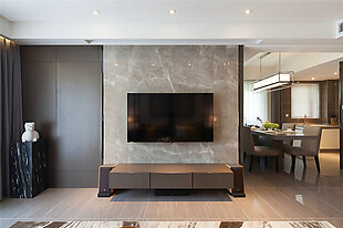 现代时尚客厅深灰色背景墙室内装修效果图