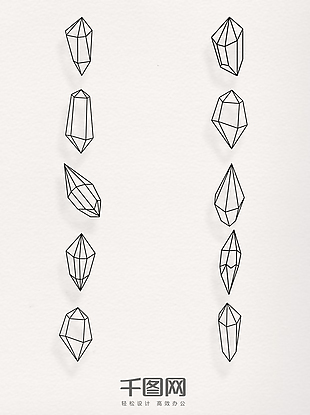 一组线条钻石设计素材