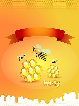 矢量小蜜蜂与蜂蜜海报