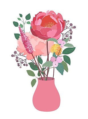 各式花卉种植花瓶卡通素材