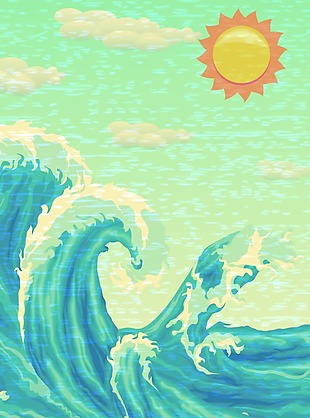 阳光海浪背景模版
