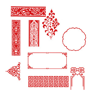 红色中国风装饰png元素素材