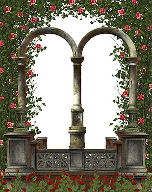 欧式花园创意拱桥门png元素素材