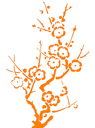 手绘橙色梅花png元素素材