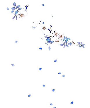 手绘蓝色花瓣元素