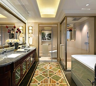 现代轻奢浴室深色桌面室内装修效果图