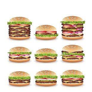 美食的快餐汉堡插画