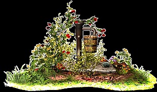 手绘童话式小花园png透明素材
